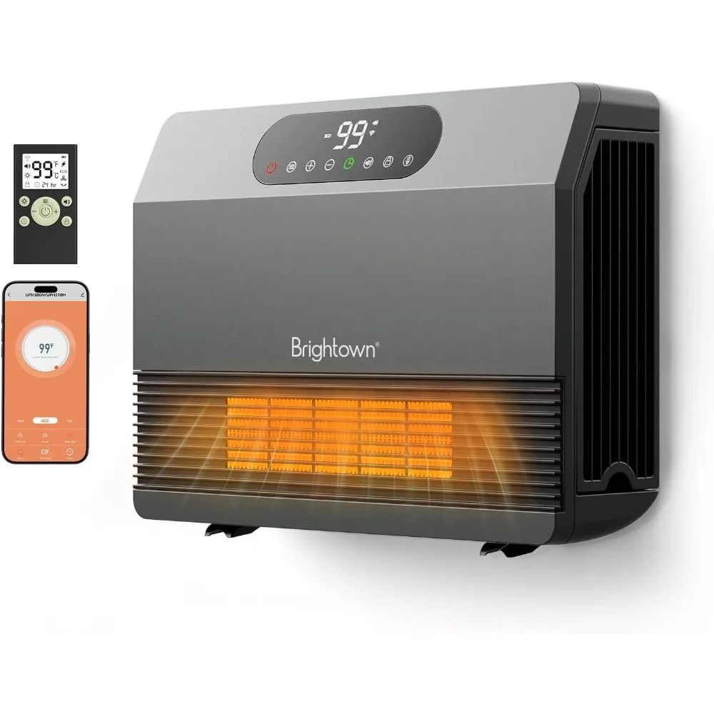 

Smart Wall Heater Electric Space Heater Indoor 1500W 5 Modes Adjustable Thermostat Easy Mount Bedroom Heater Remote Control