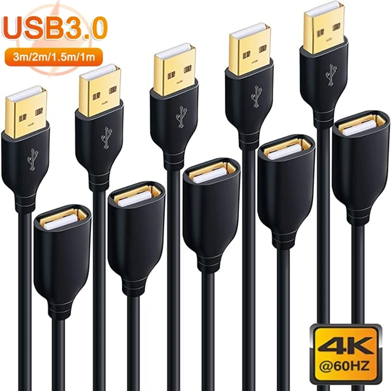 USB 3.0 2.0 Extension Cable Female To Male Extender Cord High Speed Transmission Data Cable for Computer Camera TV Cord Line New