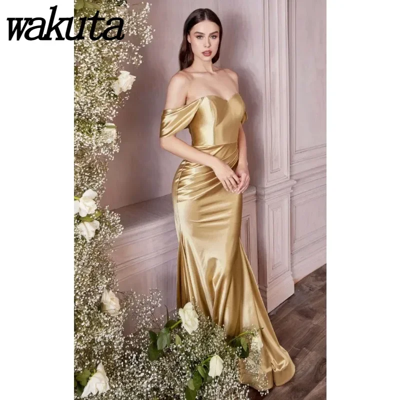 Wakuta Sexy Off Shoulder Bridesmaid Gowns for Women Long Backless Formal Wedding Party Vestidos De Noche Largos Elegantes 2024