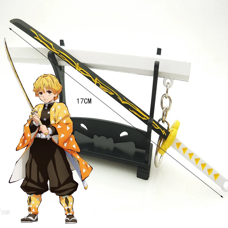 6,7 Zoll Metall-Dämonentöter-Katana Anime Kimetsu No Yaiba Tanjirou Ninja-Messer Echtes Japanisches Katana Mini-Samurai-Säbel Spielzeug Geschenk
