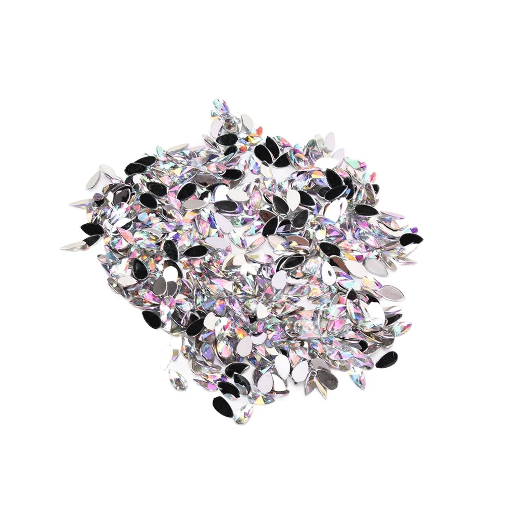 

500pcs 8x13MM Drop Shaped Rhinestones Clear White AB DIY Rhinestones Flat Back Without Hole Acrylic Rhinestones for Crafts