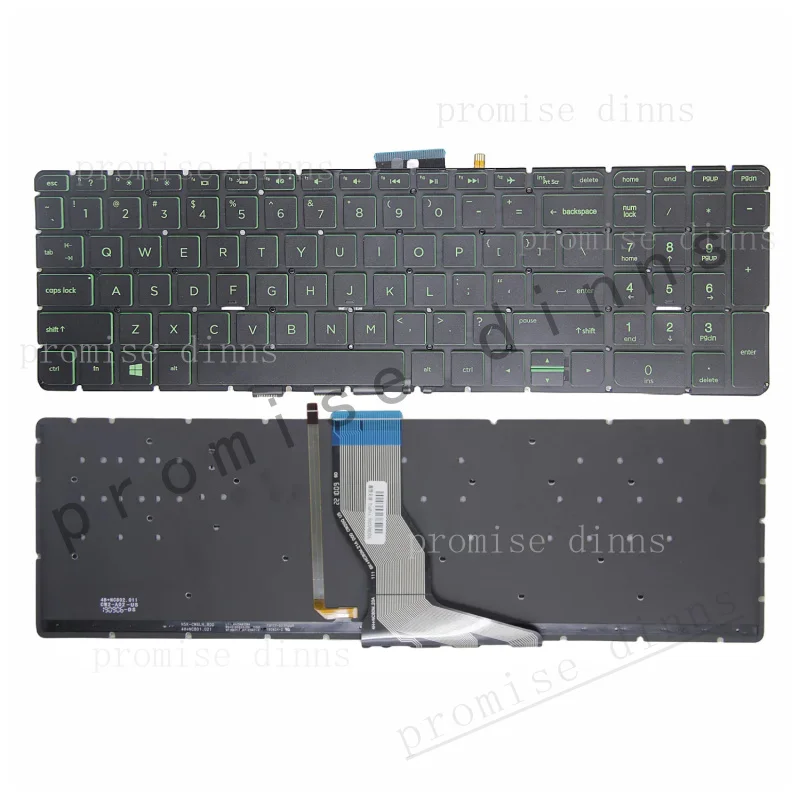 M  for HP 15-AB 15-AK 15-AX Q159 C122 Q172 Q173 Q174 I125 Q162 backlit US keyboard black/SILVER/green