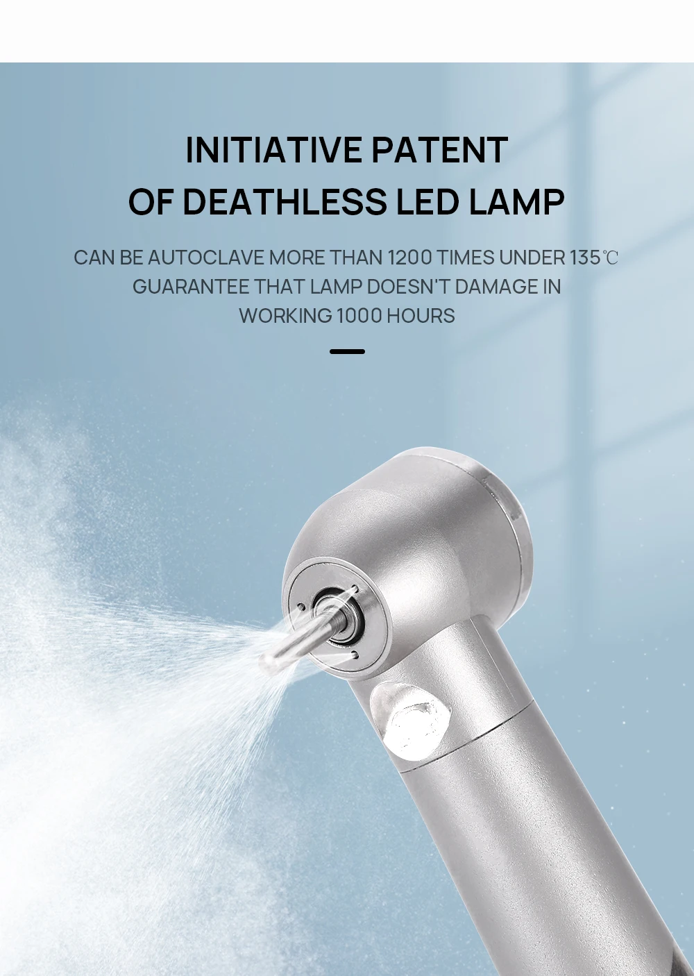 2/4 Löcher Dental LED Hochgeschwindigkeitshandstück E-Generator Integrierter Standardkopf Druckknopf 3 Wasserspray JD008A-SP – Detail 7