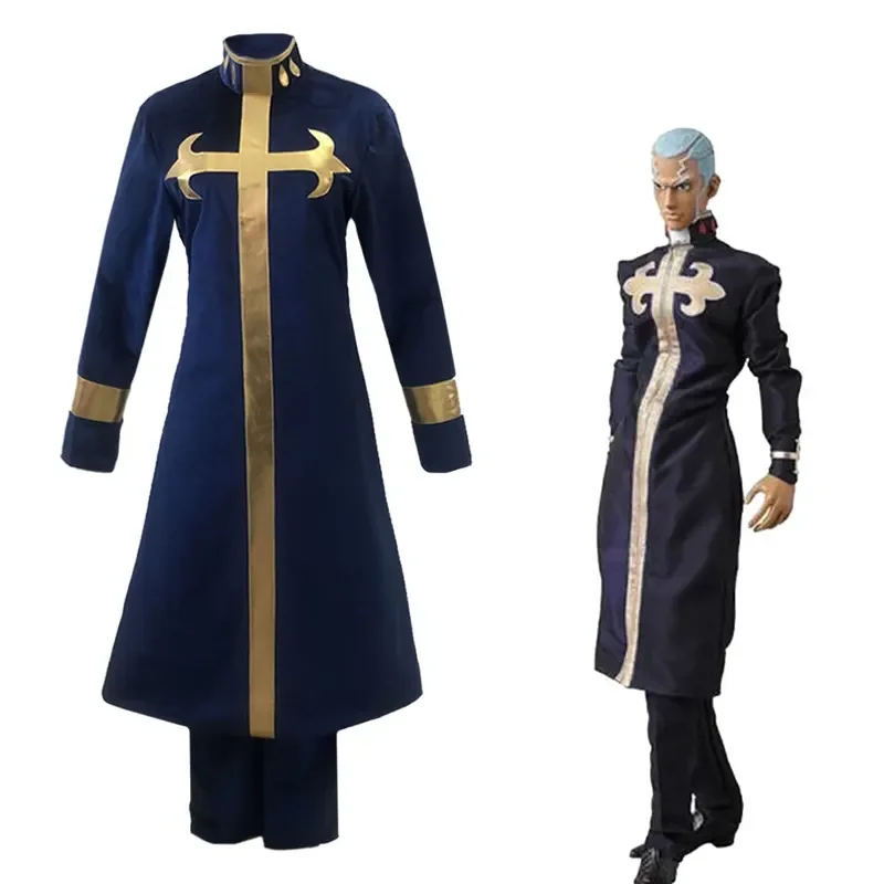 

FC6Anime JOJO's Bizarre Adventure Stone Ocean Cosplay Enrico Pucci Costume Coat Pants Priest Pucci Cosplay Costume Windbrea@FC8！