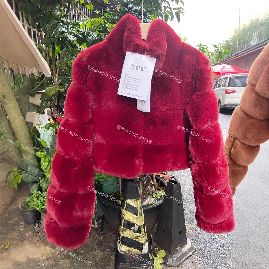 Dames dik namaakbont ritsjack korte jas elegante coltrui met lange mouwen jassen warm casual normale harige jassen winter