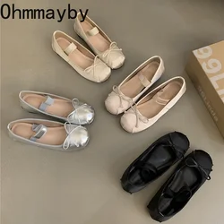 2024 Designer Women Flat Shoes Fashion Shallow Elastic Band Ladies Round Toe Shoes Soft Sole Flat Heel Dress Ballet Shoes