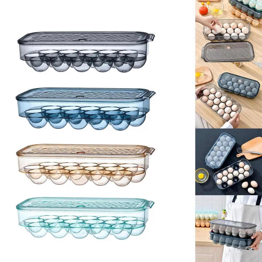 16 Grids Egg Holder-- Hardboiled Clear Stackable Dispenser for Girls Kitchen