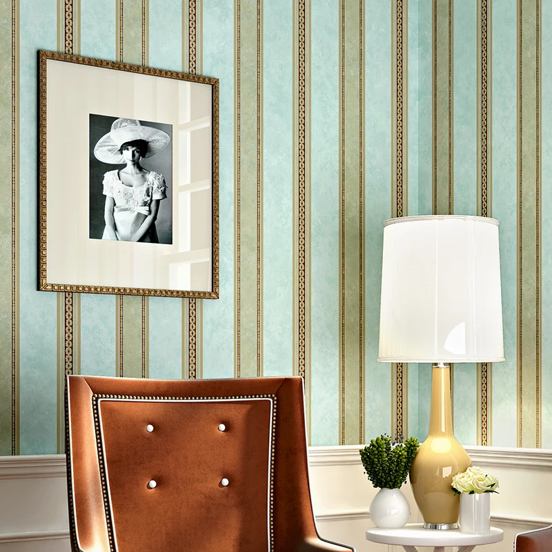 American Stripped Contact Wallpaper Beige Pure Paper Bedroom Living Room Mural Classic Vertical Striped Wallpaper