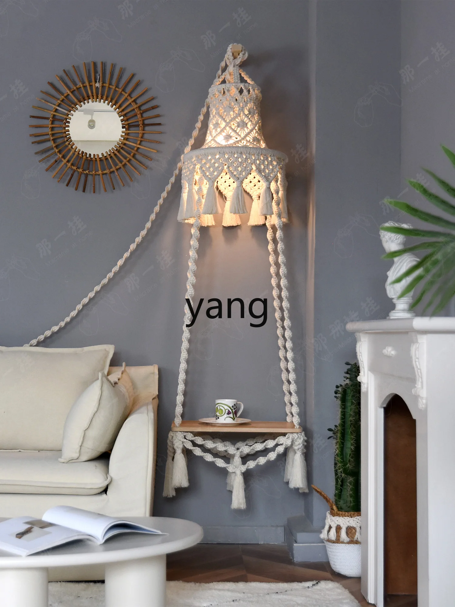 Yjq Original Woven Hanging Table Side Table Solid Wood Tea Table Ceiling Bed & Breakfast Finished Product