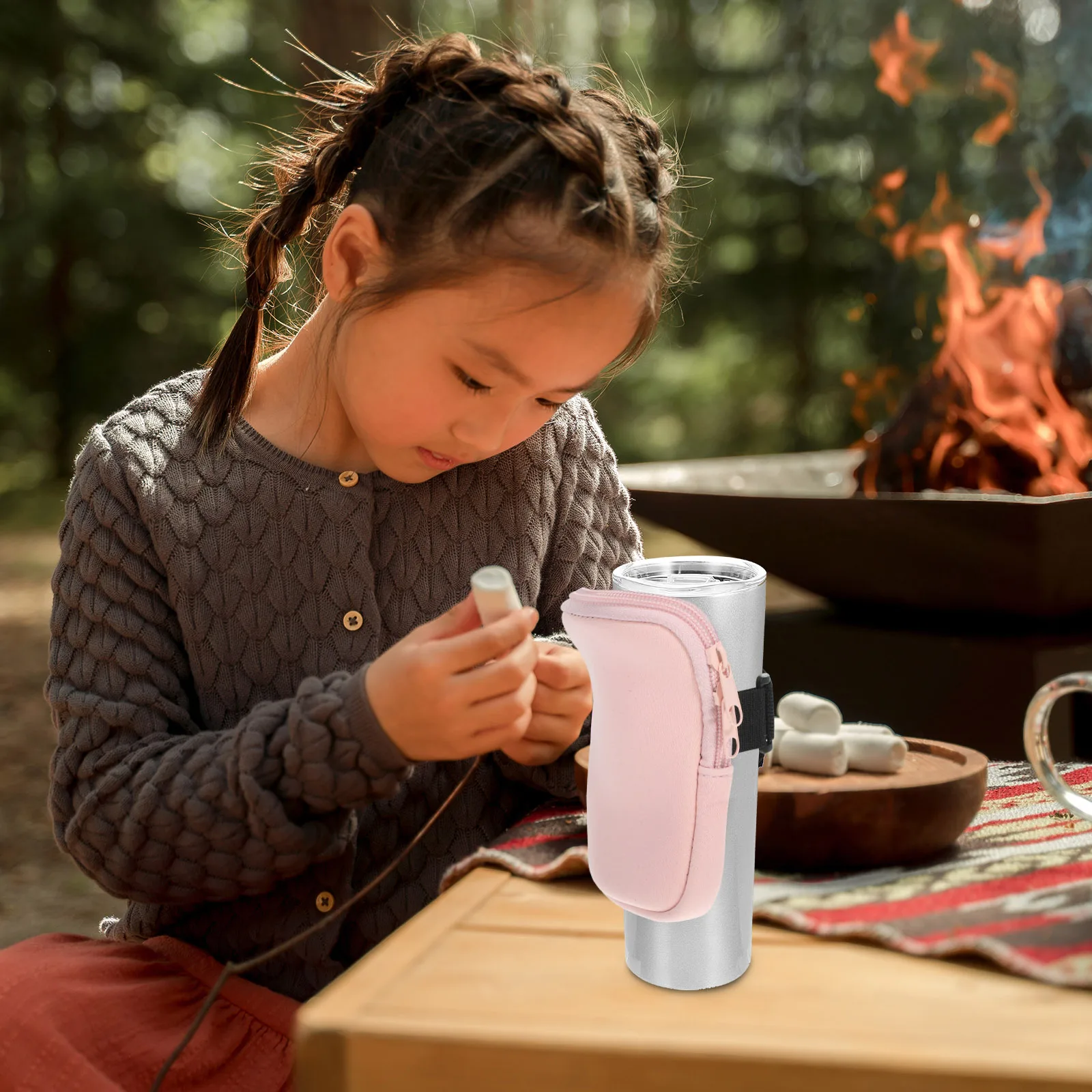 

Reusable Anti-Slip Water Bottle Pouch Portable Zipper Bag Multi-Use Neoprene Tumbler Storage Pocket Outdoor Cup Protector