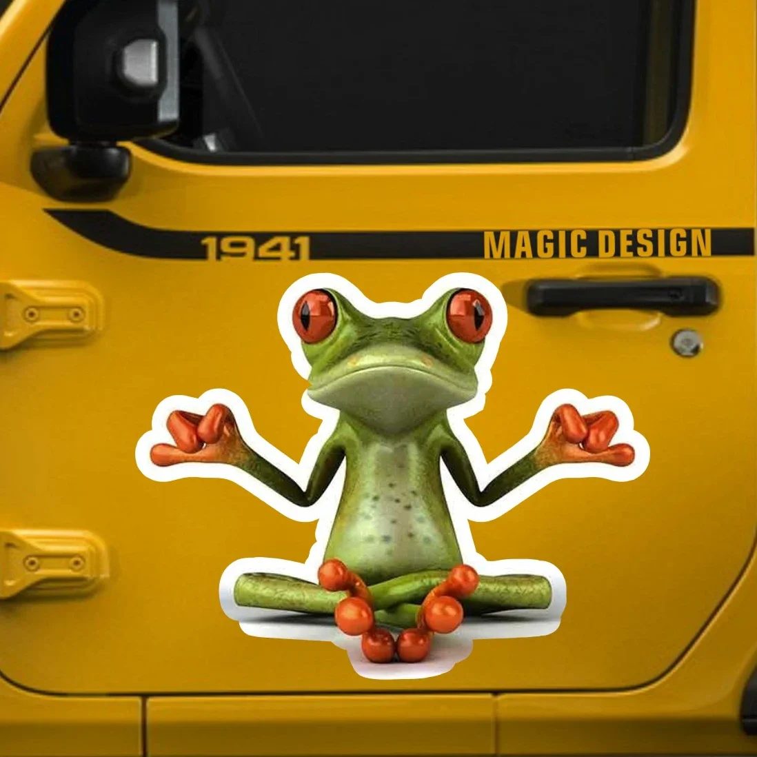 New Design Cartoon Frog Zen Anime Frog Car Sticker Vinyl Helmet JDM Car Accessories Scratch Graphic, 13cm