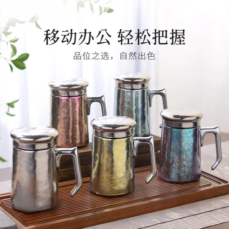 Thermos cup double layer, men's office tea cup, portable high-end business gift water cup