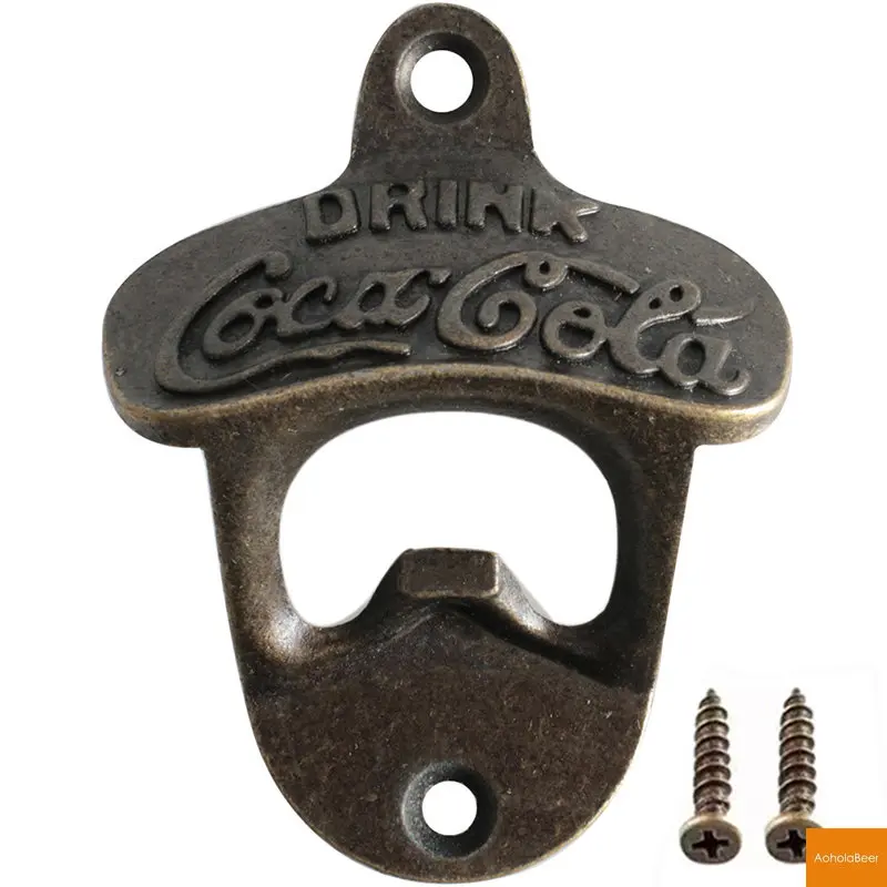 New Design Alloy Bottle Opener Wall Mounted Vintage Retro Beer Opener Tools Accessories Green Bronze with Screws Bar Decoration