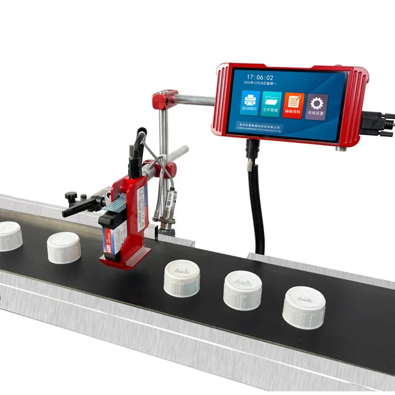 آلة طباعة رمز التاريخ للطابعة النفاثة للحبر شبه الأوتوماتيكية لوضع علامات على الكرتون البلاستيكي على صندوق خشبي #1