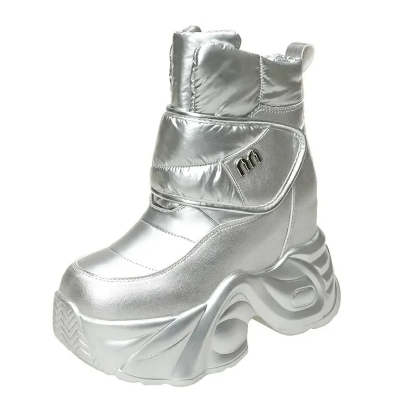 

13CM Winter Women's Down Snow Boots Keep Warm Chunky Short Boots 2025 Outdoor Plush Mid-calf Shoes Platform Anti-skid Sneakers