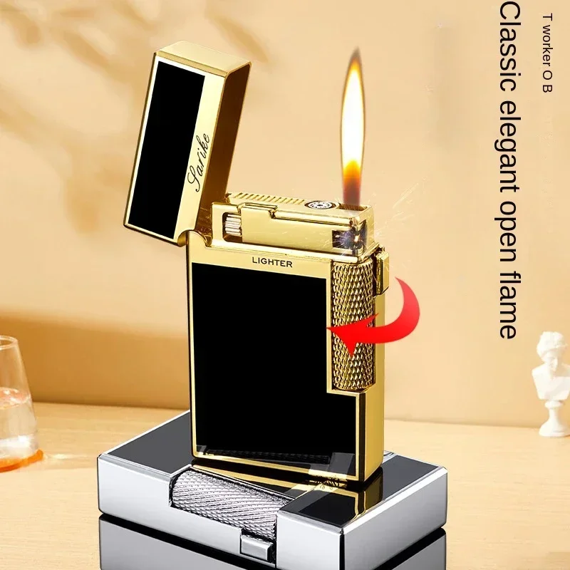 

2026 New Metal Windproof Lighter - Two Types Flames Cigar & Cigarette Butane Gadget, Unusual Stylish Men's Smoking Accessory