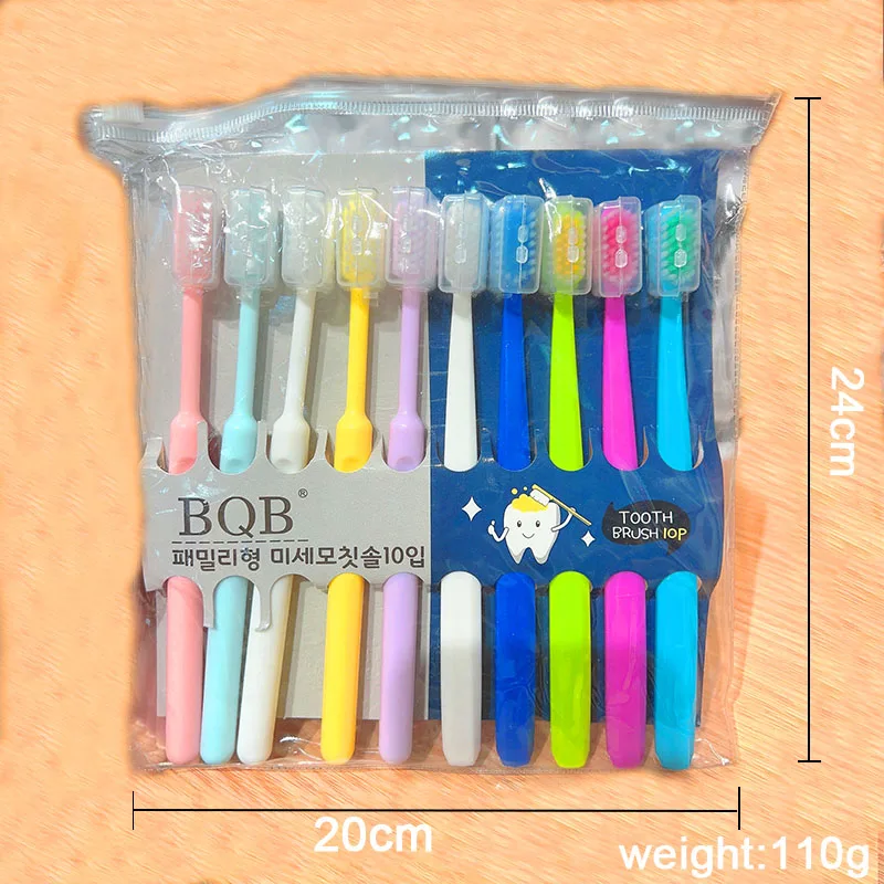 10 PCs Ice Cream Toothbrush Adult Plain Colour Soft Brush In Bags Unisex Household Family Pack Toothbrush Oral Care Brush