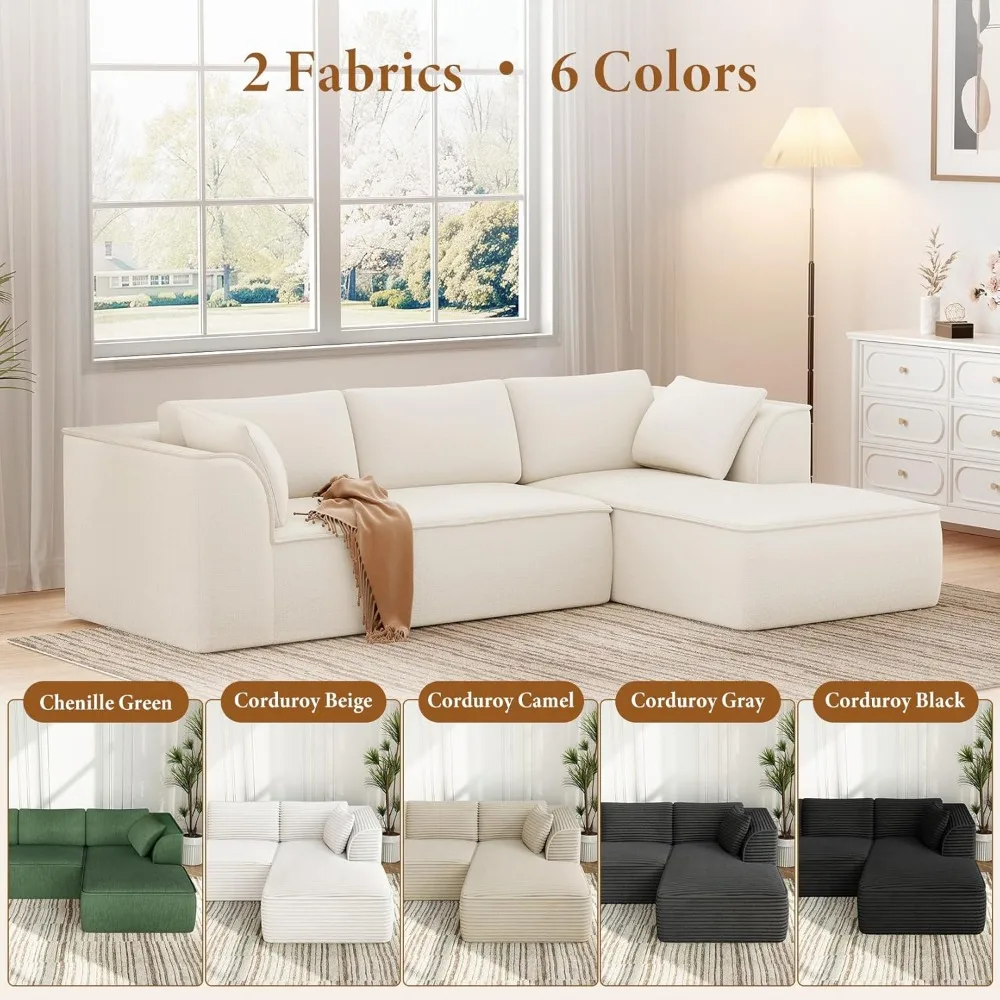 أريكة مقطعية مستوحاة من السحابة من Vesgantti 106 مع كرسي، تصميم وحدات للجلوس العميق، قماش شانيل مع وسائد من إسفنج الذاكرة، #6