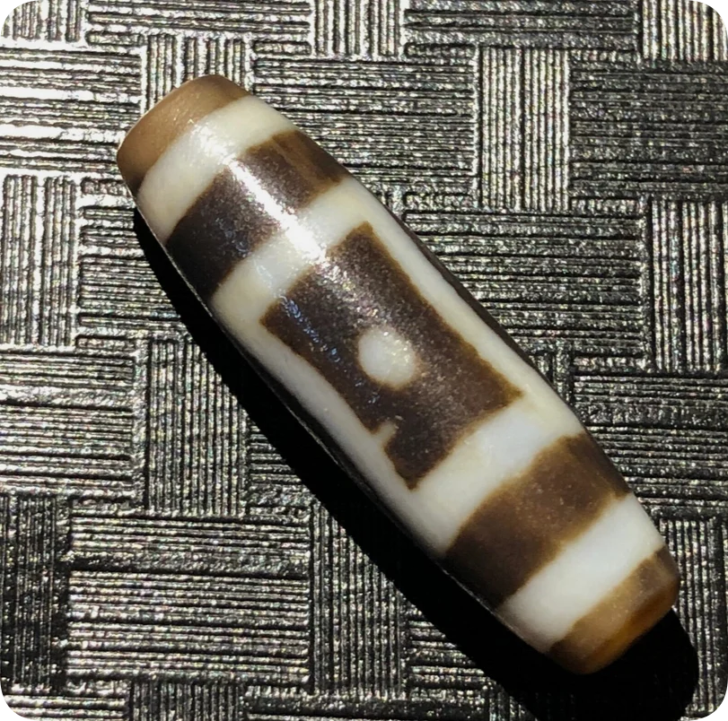 Unique Magic Power Tibetan Old Agate Heaven&Earth 2Eye totem dZi Bead 12*42m