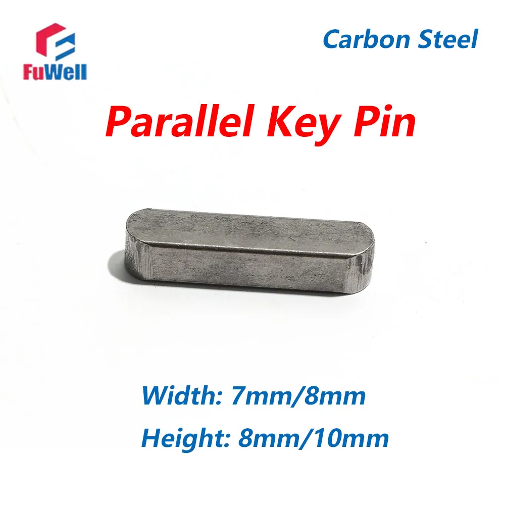 FuWell Carbon Steel Parallel Key Pin Round Ended Drive Shaft Flat Keyway Pin Keys Keyway Width 8/10mm Pin A Parallel Flat Key
