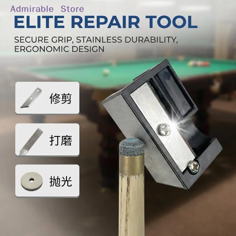 [W]Billiard Cue Repair Tool 6 in 1 Multifunctional Leather Head Tip Shaper for Pool Snooker Cue Stick Accessories DIY Kit