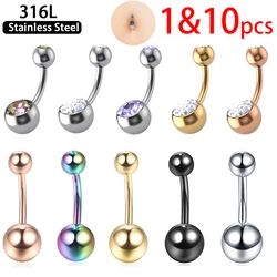 1/10pcs14G Piercing göbek cerrahi göbek halkaları 316Lstainless çelik Piercing göbek takısı Piercing Ombligo topu Nombril