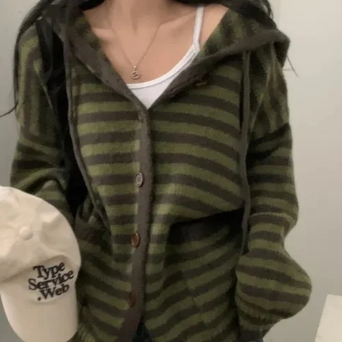 레트로 스웨터 재킷 여성용 레트로 니트 후드 지퍼 여성용 스웨터 자켓 니트 자켓 스웨터 재킷 스웨터 자켓 스웨터 재킷 