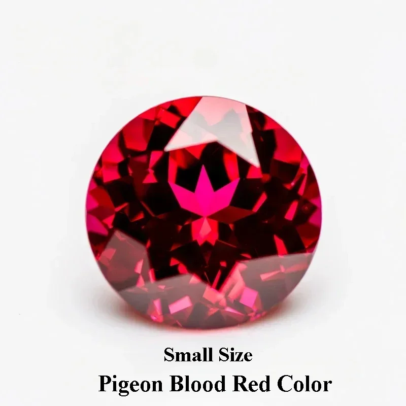 

Lab Grown Ruby Small Size Pigeon Blood Red Color Round Shaped Charm Gemstone Advanced Jewelry Rings Earrings Making