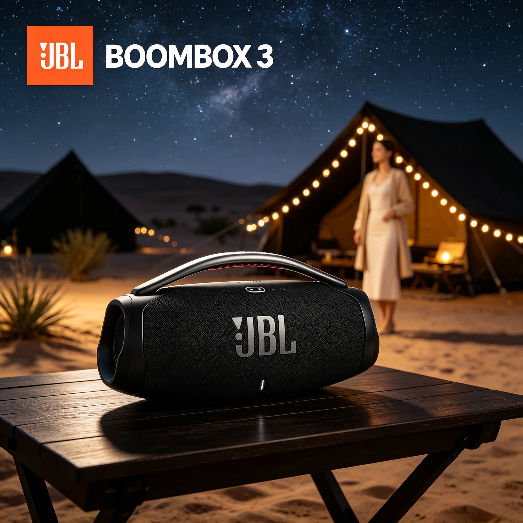 JBL BOOMBOX 3 Heavy Duty Bluetooth Speaker, PartyBoost Multi-Speaker Pairing, High RMS Output for Camping Festival Events
