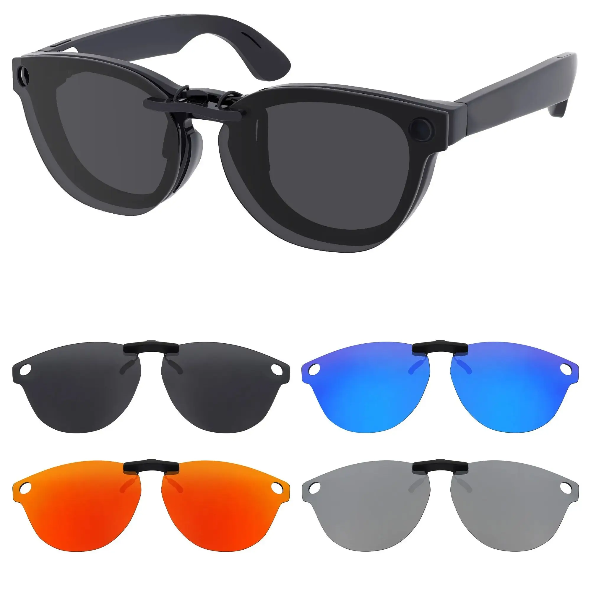 Lentes de óculos de sol polarizadas com clipe Rarayvix compatíveis com Ray-Ban Meta Skyler RW4010 52 mm RW4010-52 Óculos de sol com proteção UV