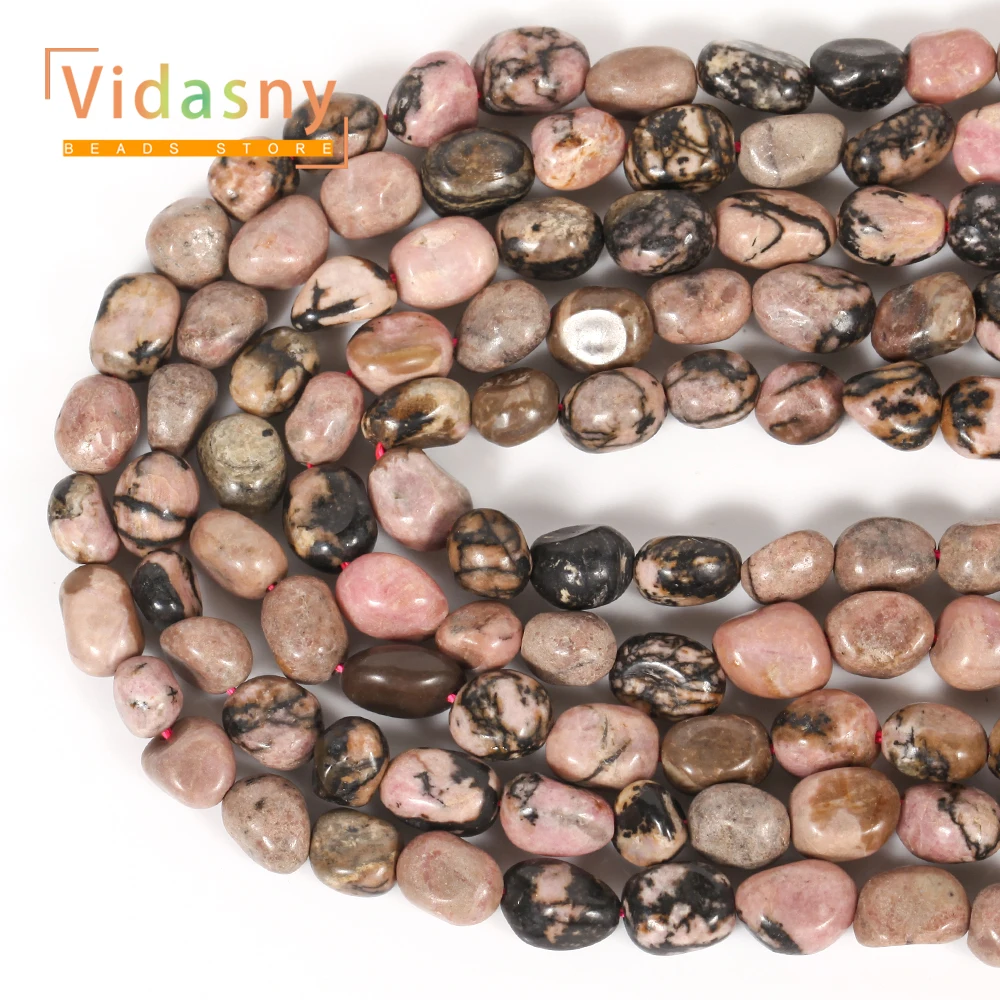 8-10mm Natürliche Schwarze Rhodonit-Perlen, Unregelmäßige Ovale Lose Perlen für Schmuckherstellung, DIY-Armbänder und Accessoires – Detail 3