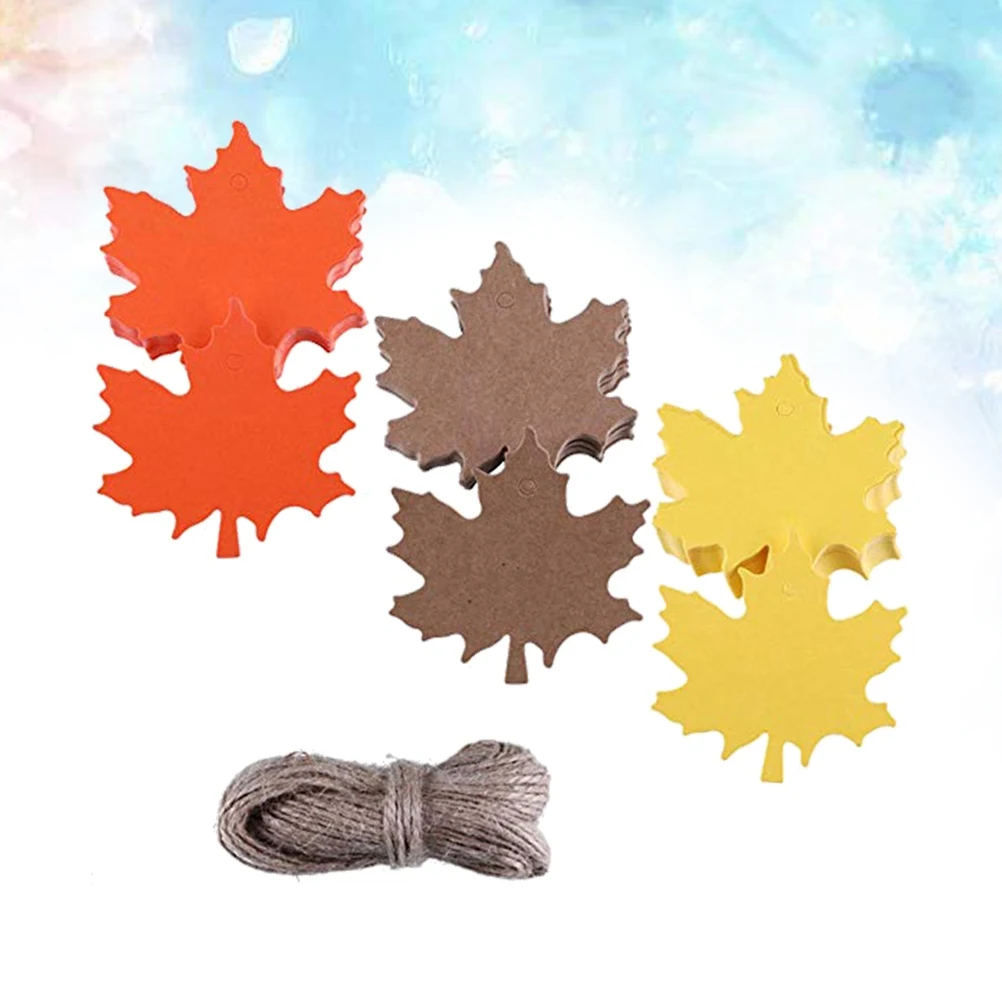 

150 Pcs Maple Leaf Set Kraft Paper Gift Tags Vintage Blank Labels Pre Punched for Wedding Wine Favor Scrapbooking Decorative