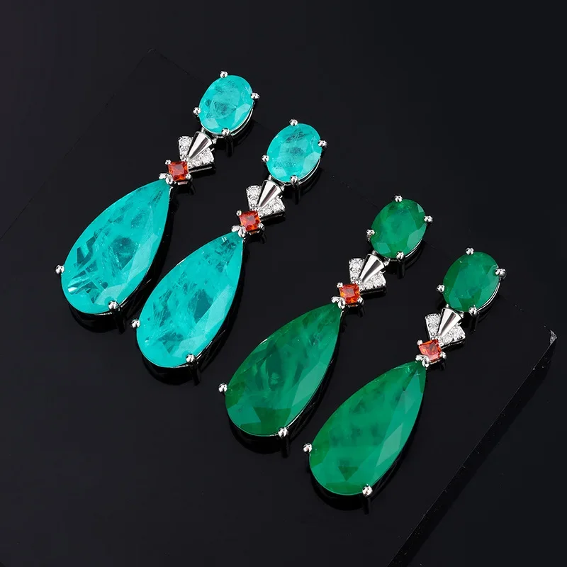 

Water Droplet Emerald High Carbon Diamond Pendant Earrings Women Jewelry Wedding Anniversary Cocktail Party Banquet Exquisite