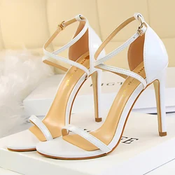 2024 Summer INS Women Fetish 8cm 11cm High Heels Sandals Sexy Strappy Heels Lady Gladiators Stiletto Stripper Heels Party Shoes