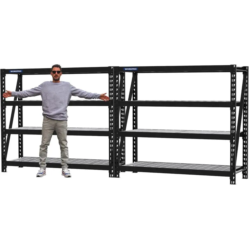 

68 Wide 4-Tier Heavy-Duty Metal Shelving - 7200 lbs Capacity, Industrial Storage Rack, Adjustable Shelves