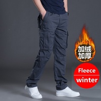 Men Fleece Cargo Pants Winter Thick Warm Pants Full Length Multi Pocket Casual Military Baggy Tactical Trousers Plus size 4XL