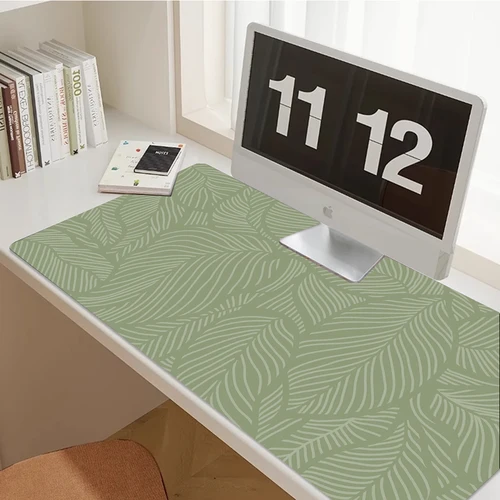 Alfombrilla de ratón verde salvia, varios tamaños, bordes cosidos, hojas verdes Boho chic, alfombrilla de ratón natural, alfombrillas de escritorio extendidas grandes