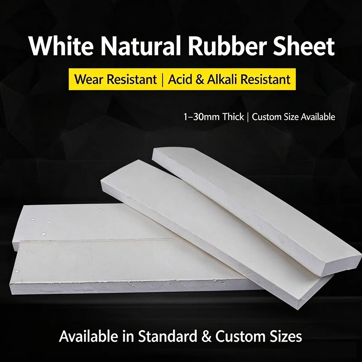 White Natural Rubber Sheet 1-30mm Thick Wear Acid Alkali Resistant Pad Mat 100x100 200x200 300x300 200x500mm Customizable