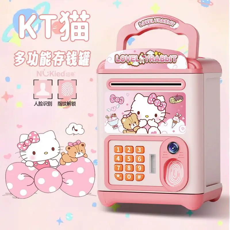 

Новая милая копилка Sanrios HelloKitty Kawaii Money Box, мини-сейф, банк, банкомат, монеты, экономия наличных, пароль, замок для ключей, подарок для девочек