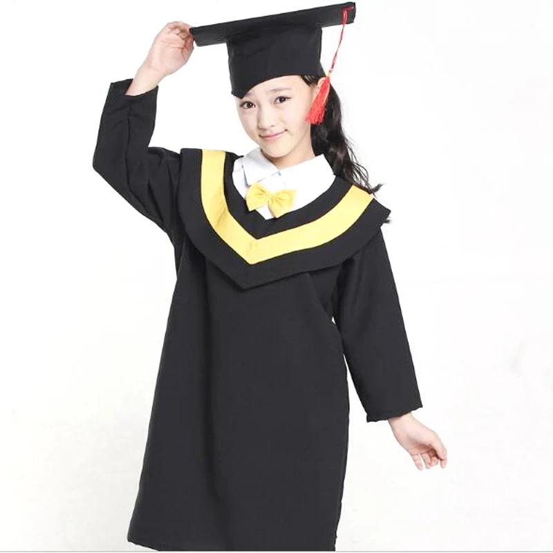 Children Students Performance Costumes Academic Bachelor Gown Kindergarten Kids Dr Clothes Graduated Bachelor Suits Dr cap