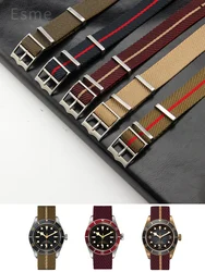 Woven Canvas Nylon Watchband for Dirudder Biwan Dituo Little Red Flower Universal Watch Strap Accessories 20 22mm Men