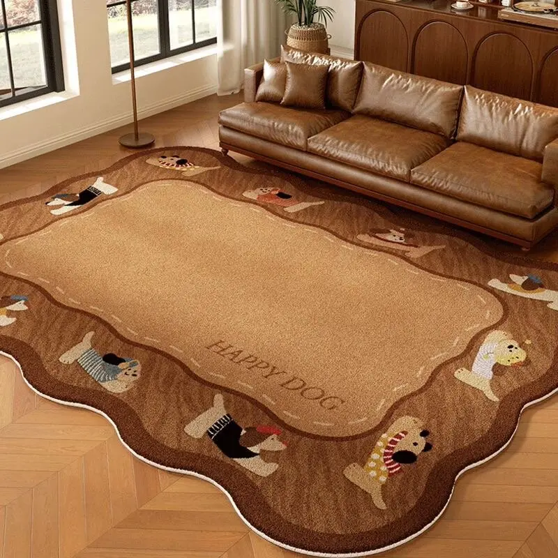 Retro Style Bedroom Decor Puppy Pattern Carpet Thicken Plush Study Rug Large Area Carpets for Living Room Fluffy Soft Lounge Mat
