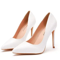 Décolleté donna ufficio punta a punta moda Slip-On PU 11CM tacchi sottili sandali eleganti stile coreano scarpe da festa donna Stiletto bianco