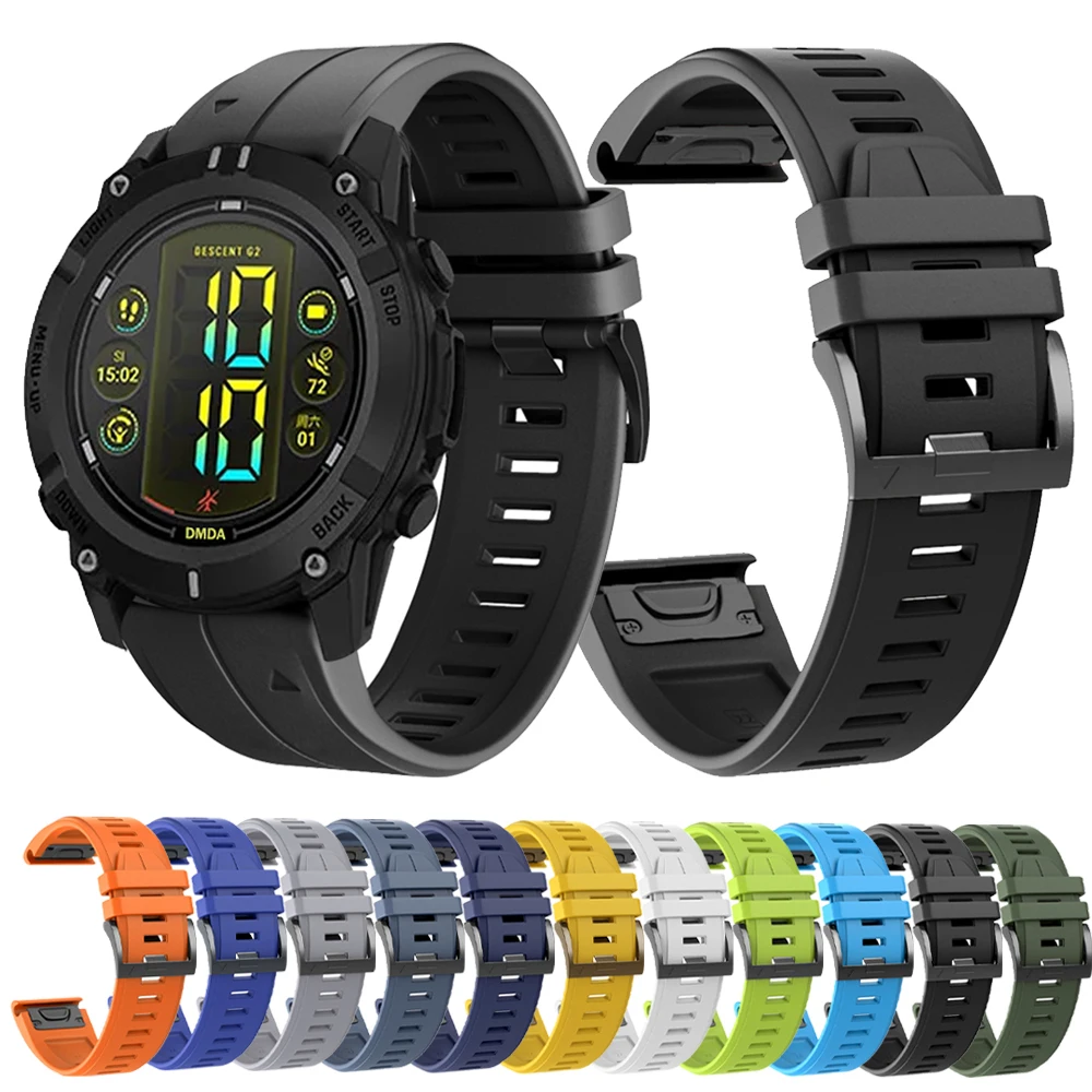 1PCS QuickFit 22mm or 26mm Silicone Strap For Garmin Descent G2/Fenix E 8/Epix/Tactix 8/Instinct 3 E 2X 45mm 50mm Official band