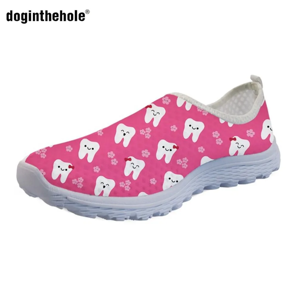 doginthehole Mesh Lightweight Slip On Sneakers for Women Dentista Pattern Cute Shoes Women Flats Buty Dentysta Beach Water Shoes