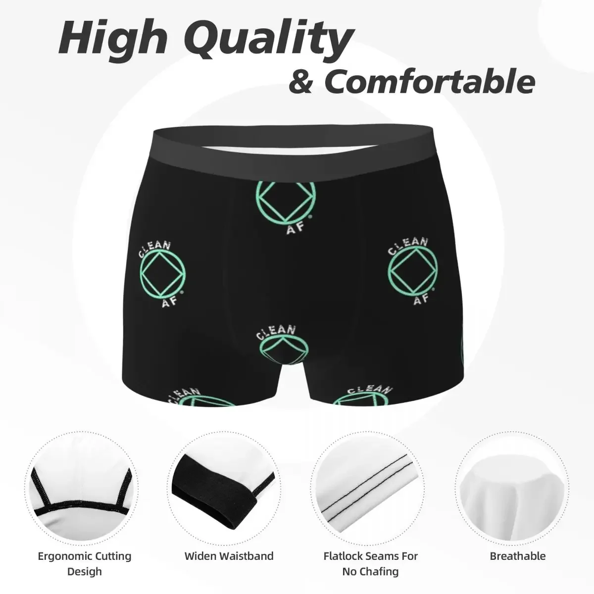 Roupa interior confortável masculina, cuecas masculinas, AF limpo afligido narcóticos, shorts anônimos, calcinha de presente AA