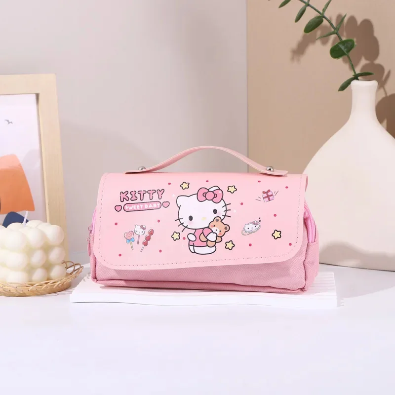 Sanrio Pencil Case Hello Kitty Multi Functional Large Capacity Pen Bag Kuromi Pochacco Handheld Stationery Storage Bag Student