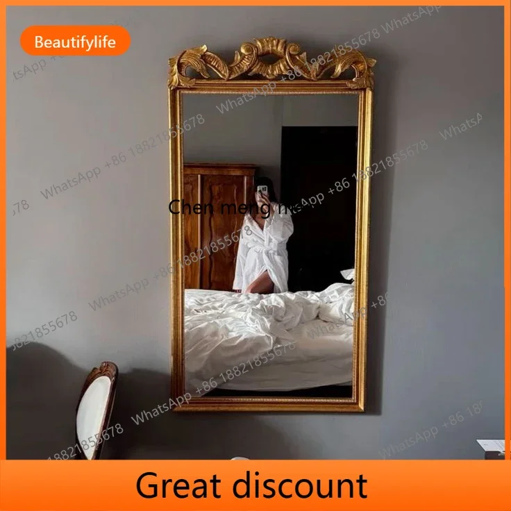 6239 French living room entrance decorative mirror retro makeup mirror washstand carved bathroom mirror