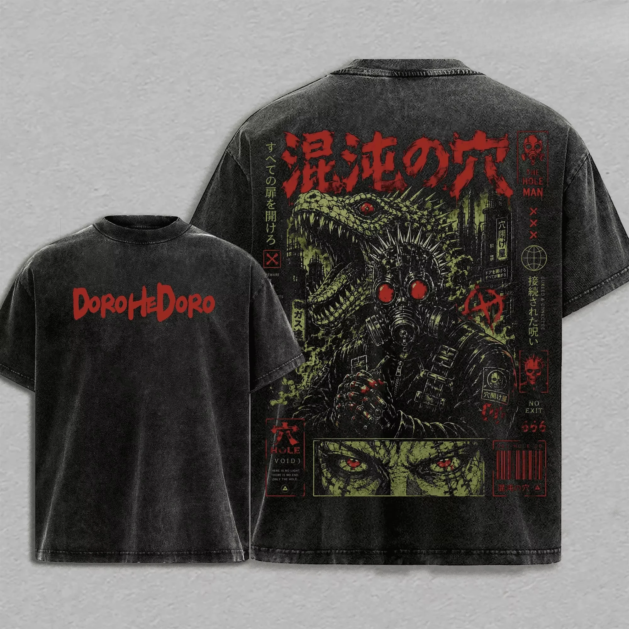Dorohedoro Washed Vintage Graphic T-shirt Men Women Casual Oversized Unisex Streetwear Trendy Cotton Classic Breathable Couples