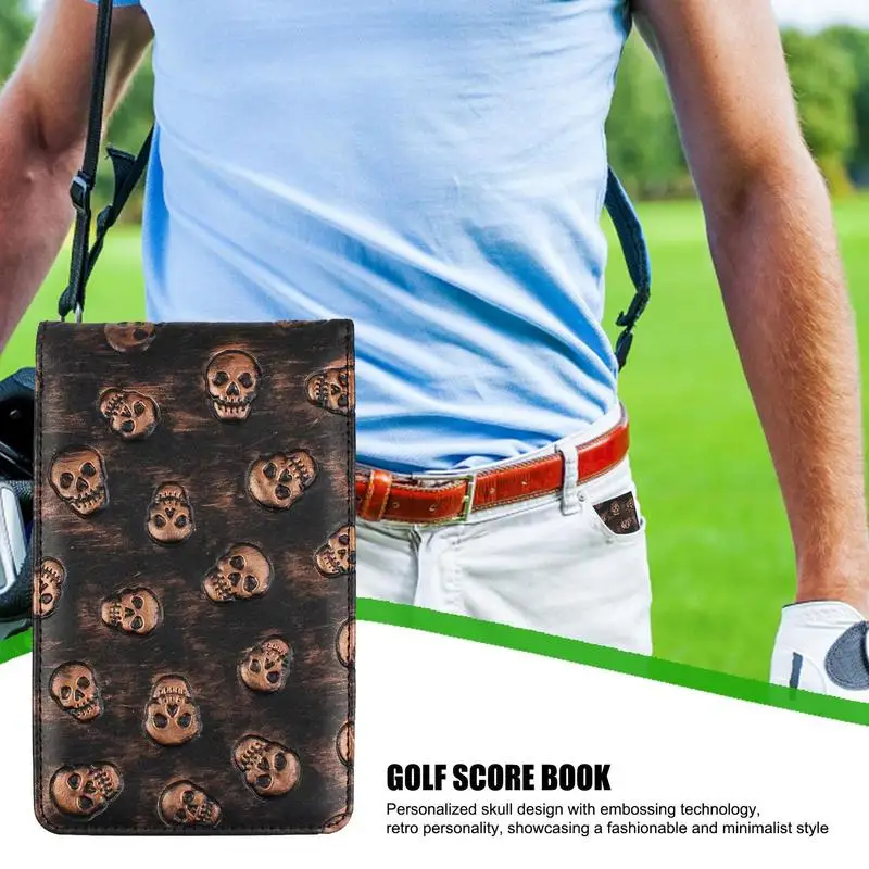 Golf Scorecard Waterproof Golf Yardage Book Portable Scorecard Holder Notebook With Skull Pattern For Friends Family Colleagues